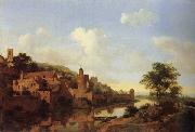 HEYDEN, Jan van der A Fortified Castle on a Riverbank oil